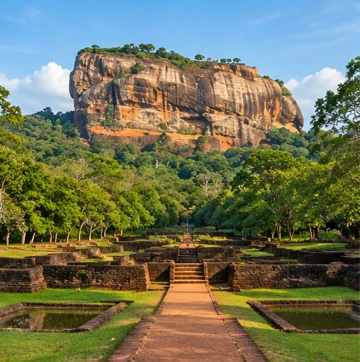 Sigiriya Rock and its gardens